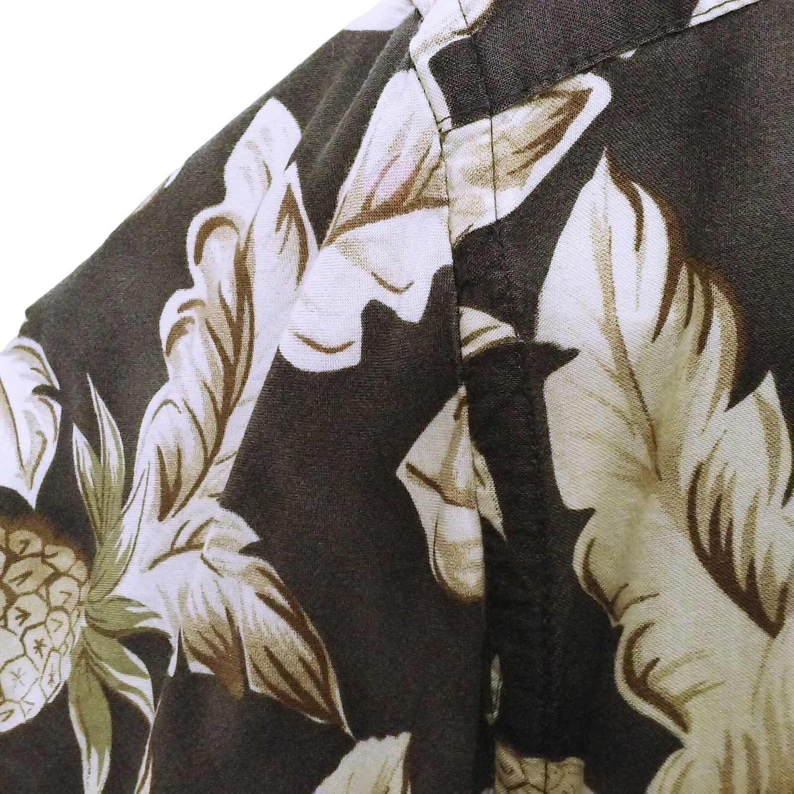 Vintage 80s Campia Moda Korea-Made Rayon Aloha Shirt -L Tropical Pineapple Palm