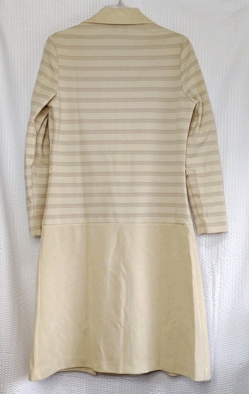 VTG HayPence Collared Long Sleeve Pleated Dress 70s Pale Yellow Knee Length LG