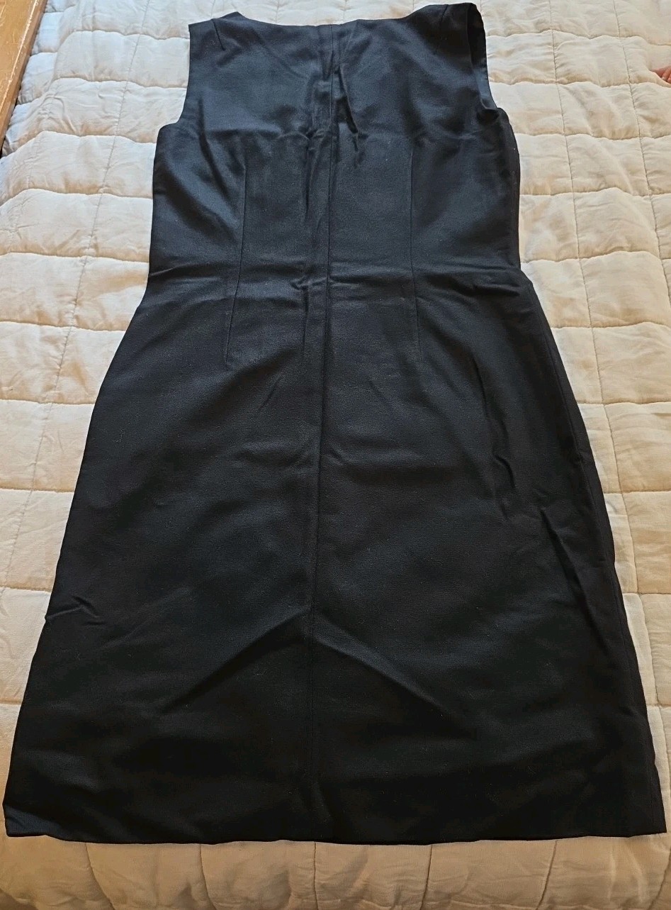 Vtg 60s 70s Unbranded Womens Mod Dress Black Sleeveless. Medium