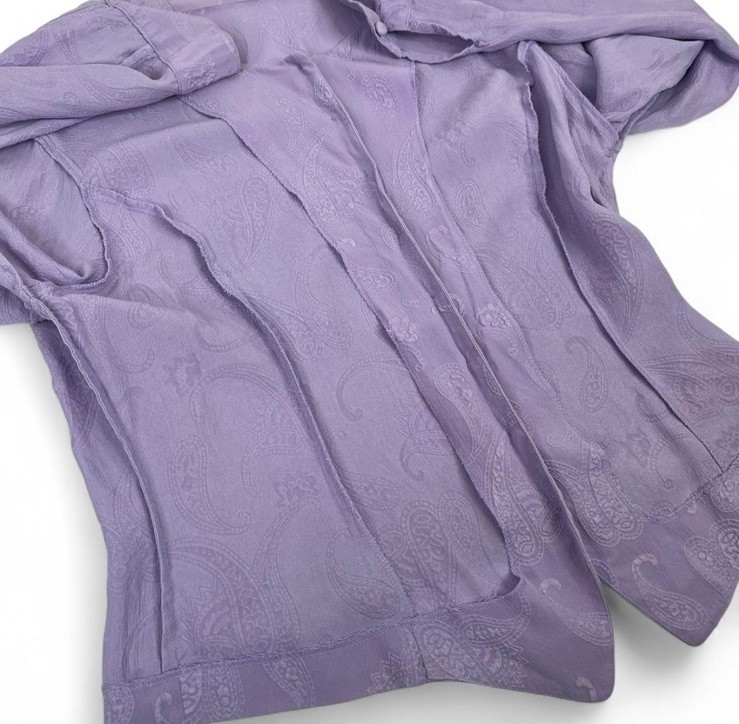 Vintage Christie & Jill Purple Silk Paisley Button Up Blouse Western Boho Size 6