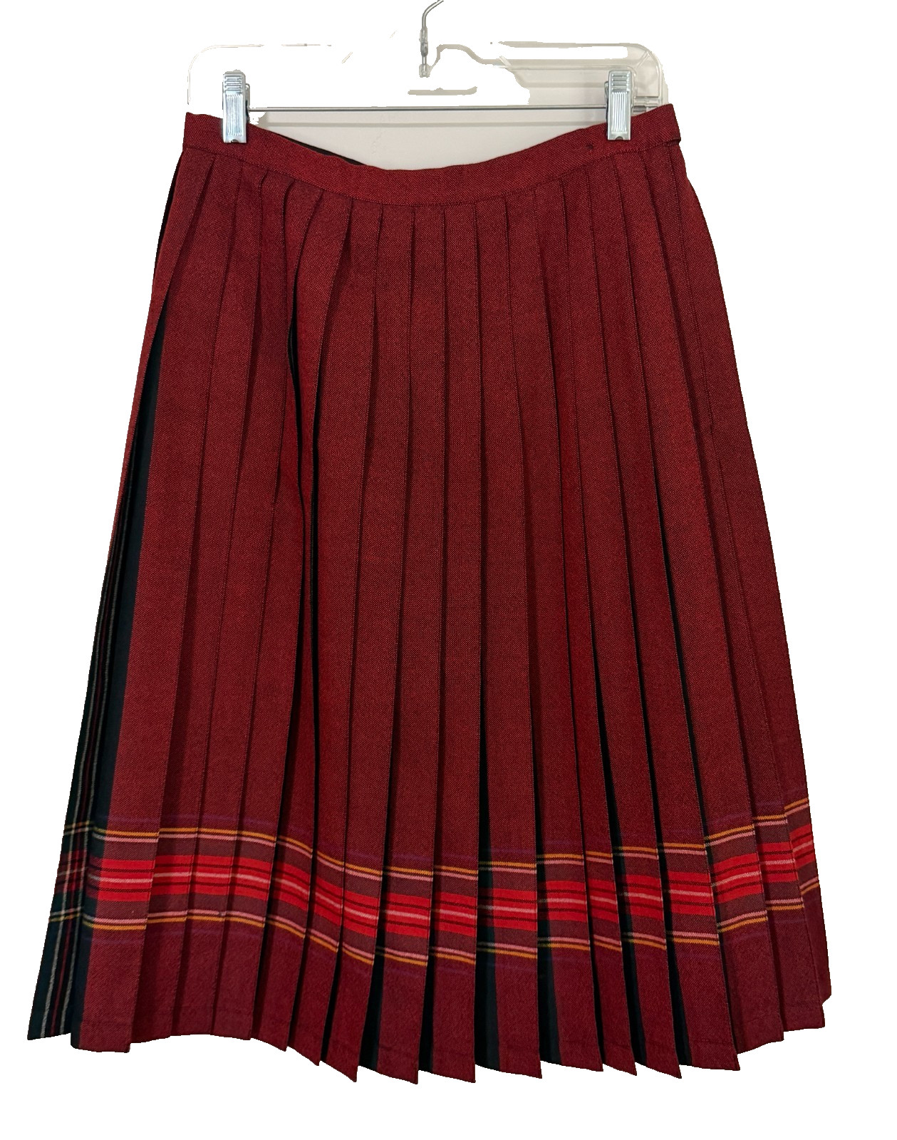 VTG Reversible Scottish Wool Pleated Skirt-Women 28″ Waist-Royal Stewart Tartan