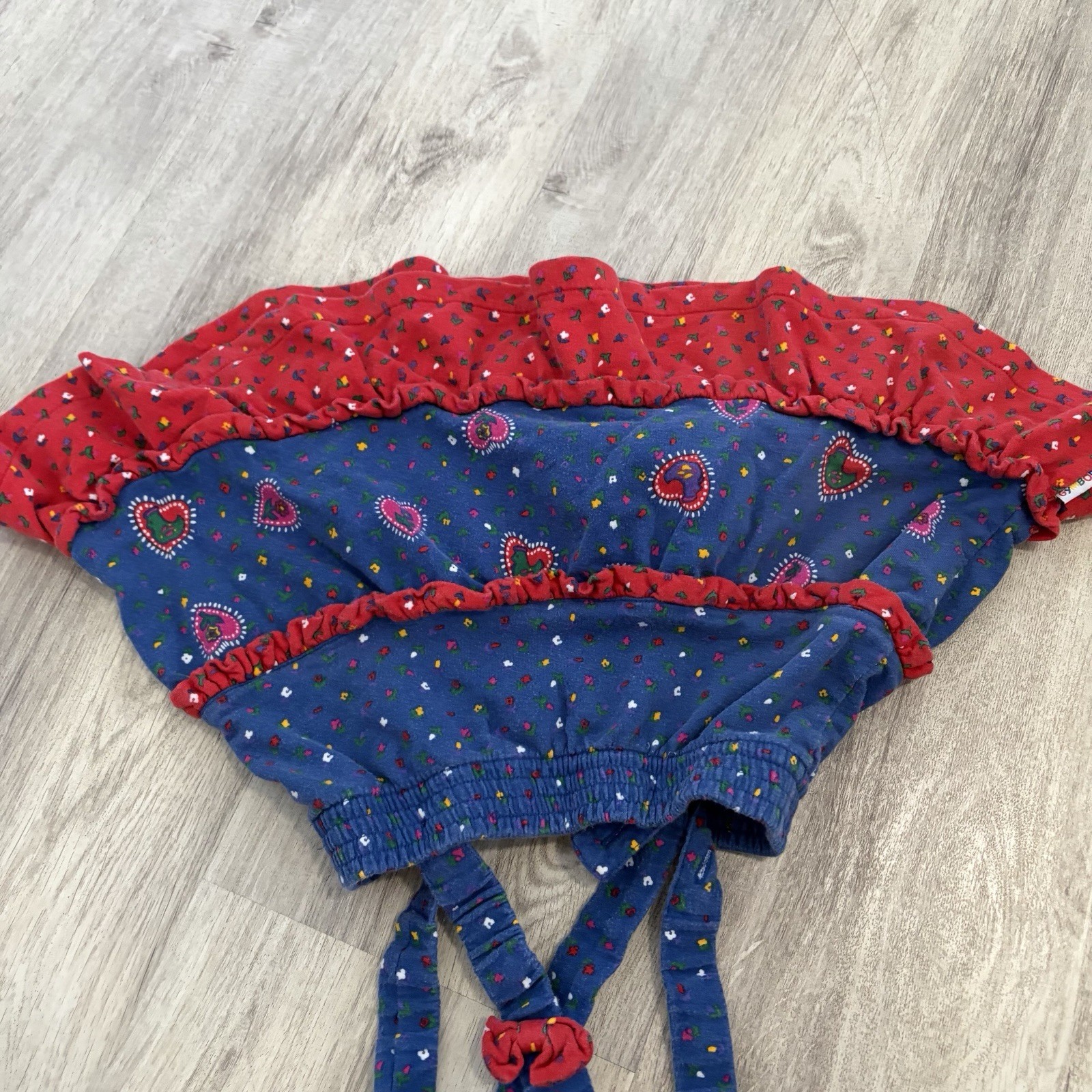 VTG Gymboree girls Overall Skirt pinafore dress red ruffle heart Rainbow Tag 3/4