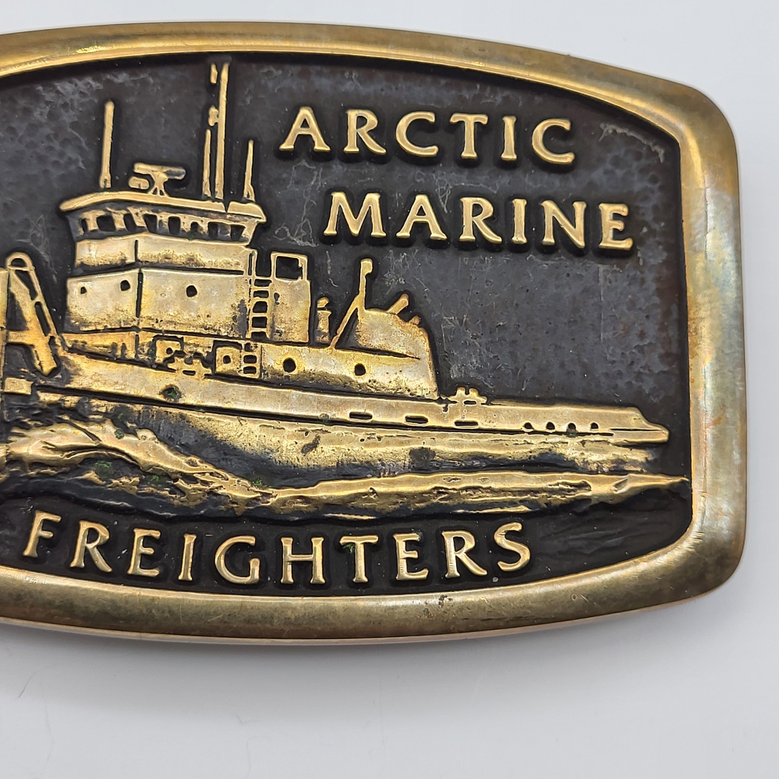 Arctic Marine Firefighters Brass Belt Buckle Alaska Maritime Vintage Anacortes