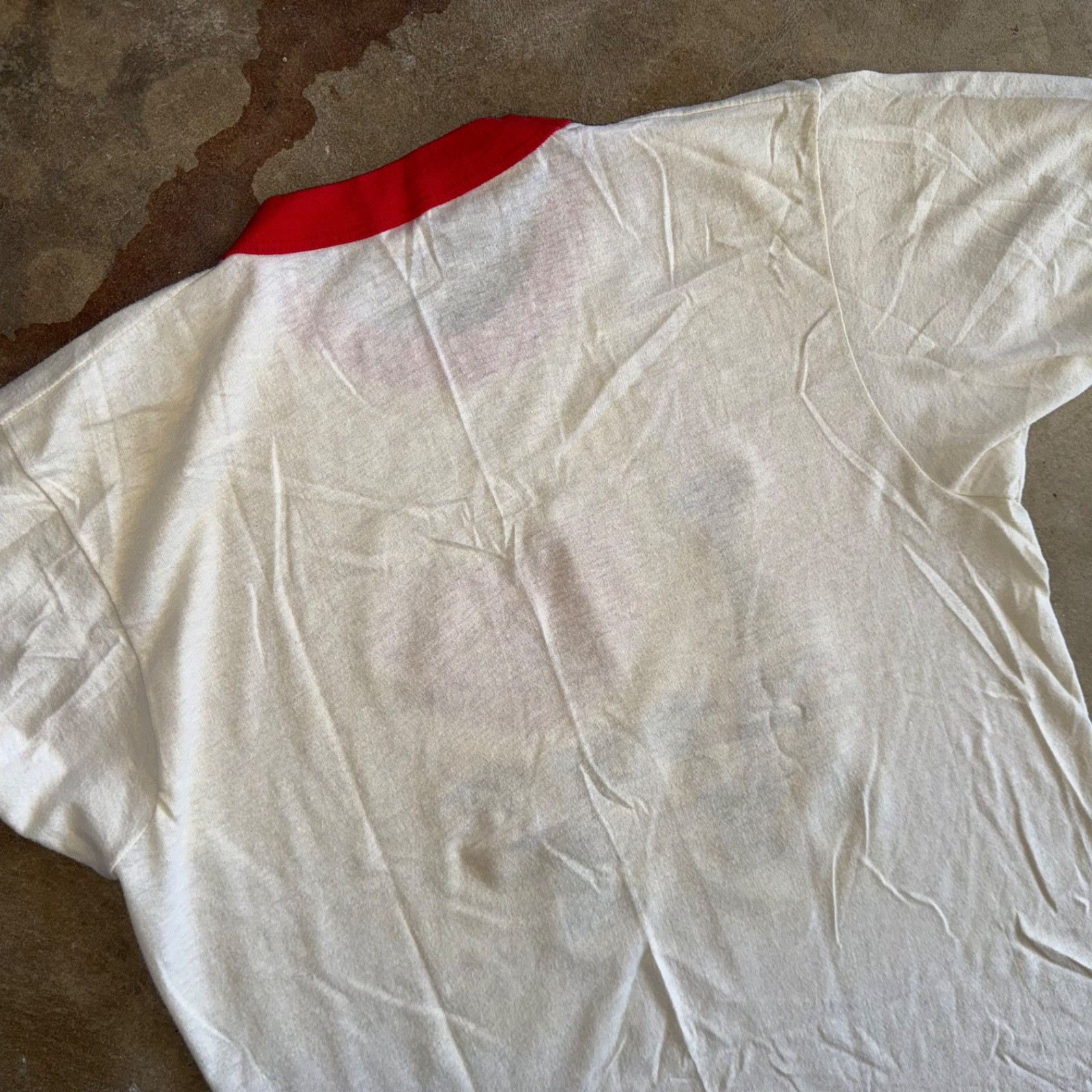 80s VINTAGE I LOVE NEW YORK CITY RINGER T-SHIRT BUTTERY SOFT & THIN NYC SZ M