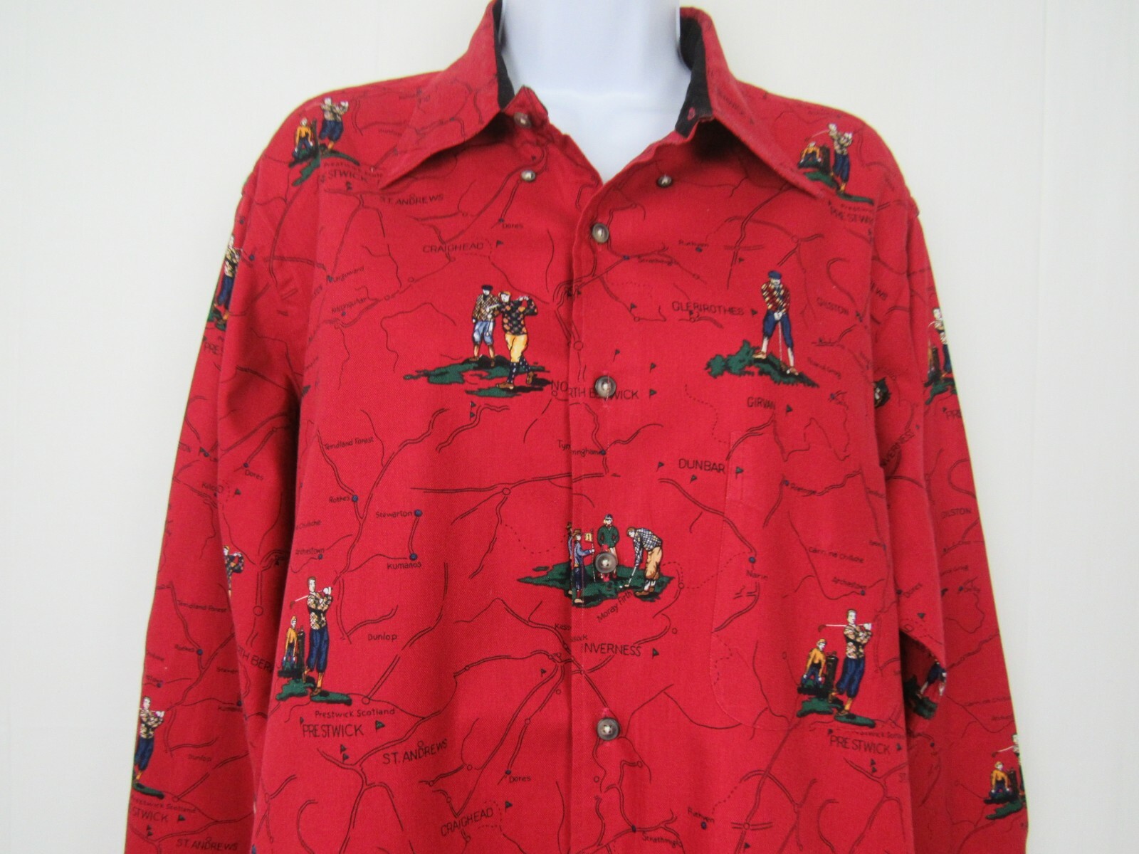 VTG 1980s KENNETH GORDON MEN’S SIZE LARGE GOLF SHIRT ST. ANDREWS UNITED KINGDOM