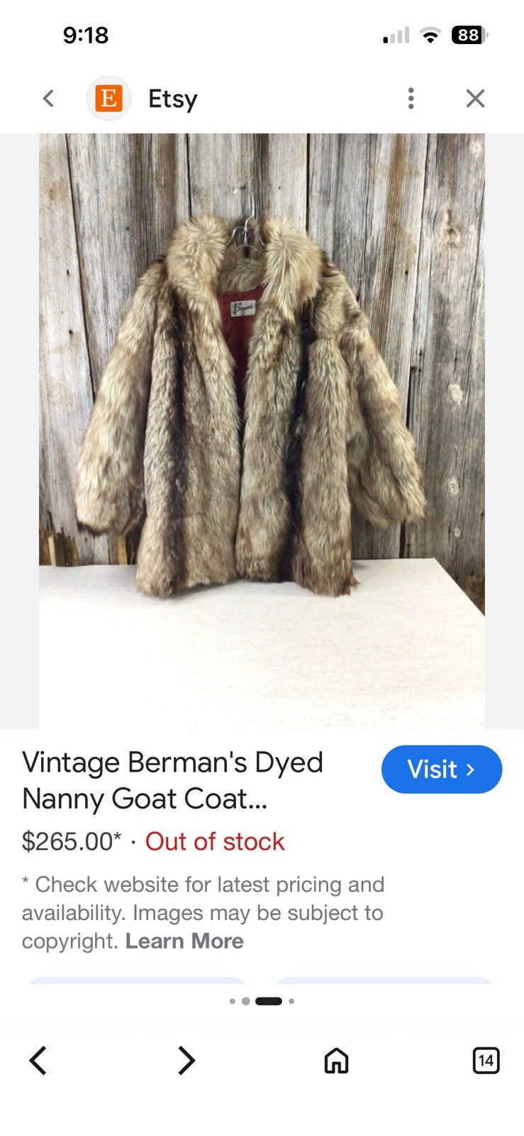 Vintage PD Furs AUTHENTIC Fur Coat Western Fringe 3 Snap Front