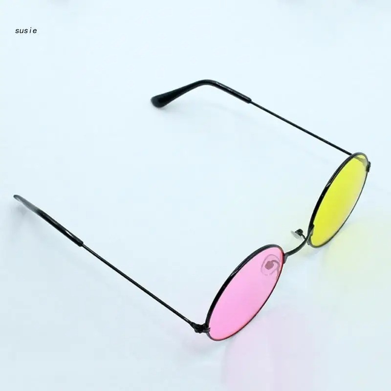 Vintage Round Frame Sunglasses Retro Cosplay Photo Prop Color Lens Glasses