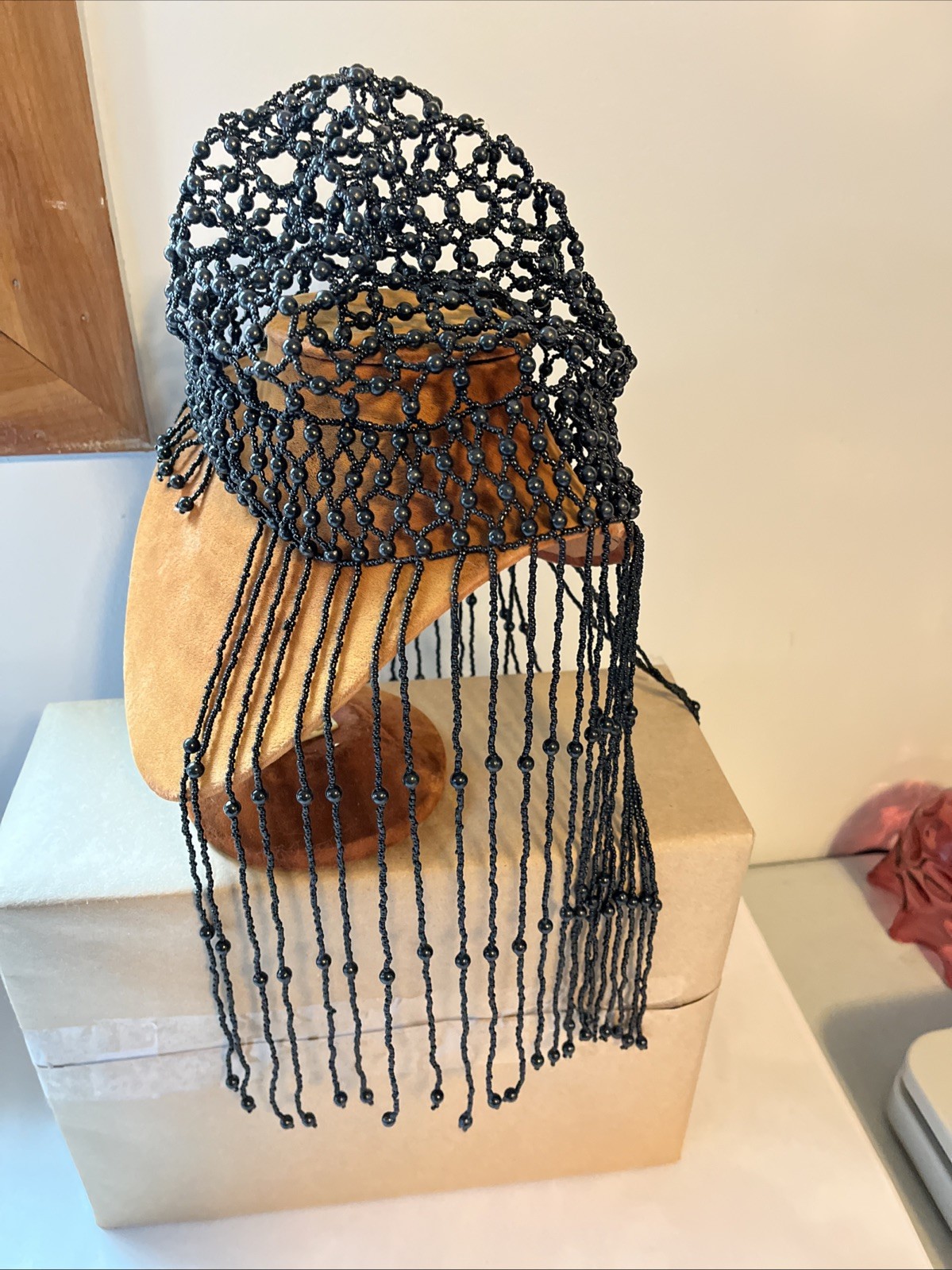 Hat Beaded Flapper Rare VTG Antique Art Deco 1920S Fringed Skull Cap Cloche