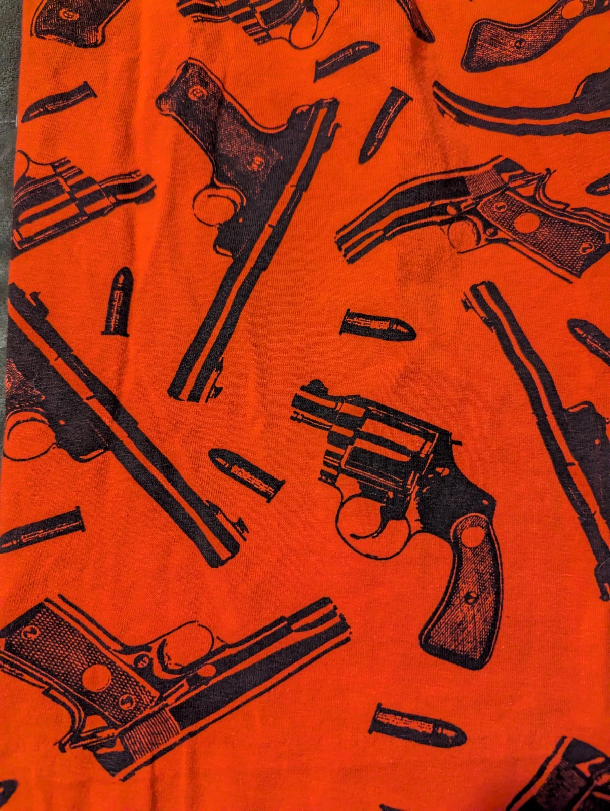 Vintage Betsey Johnson Punk Label 80’s Gun Print Orange/ Red Pencil Skirt Small
