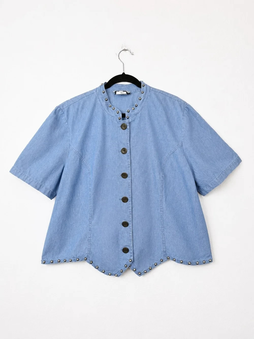 VTG Stonebridge Studded Chambray Denim Shirt Jacket Western USA Plus 22W