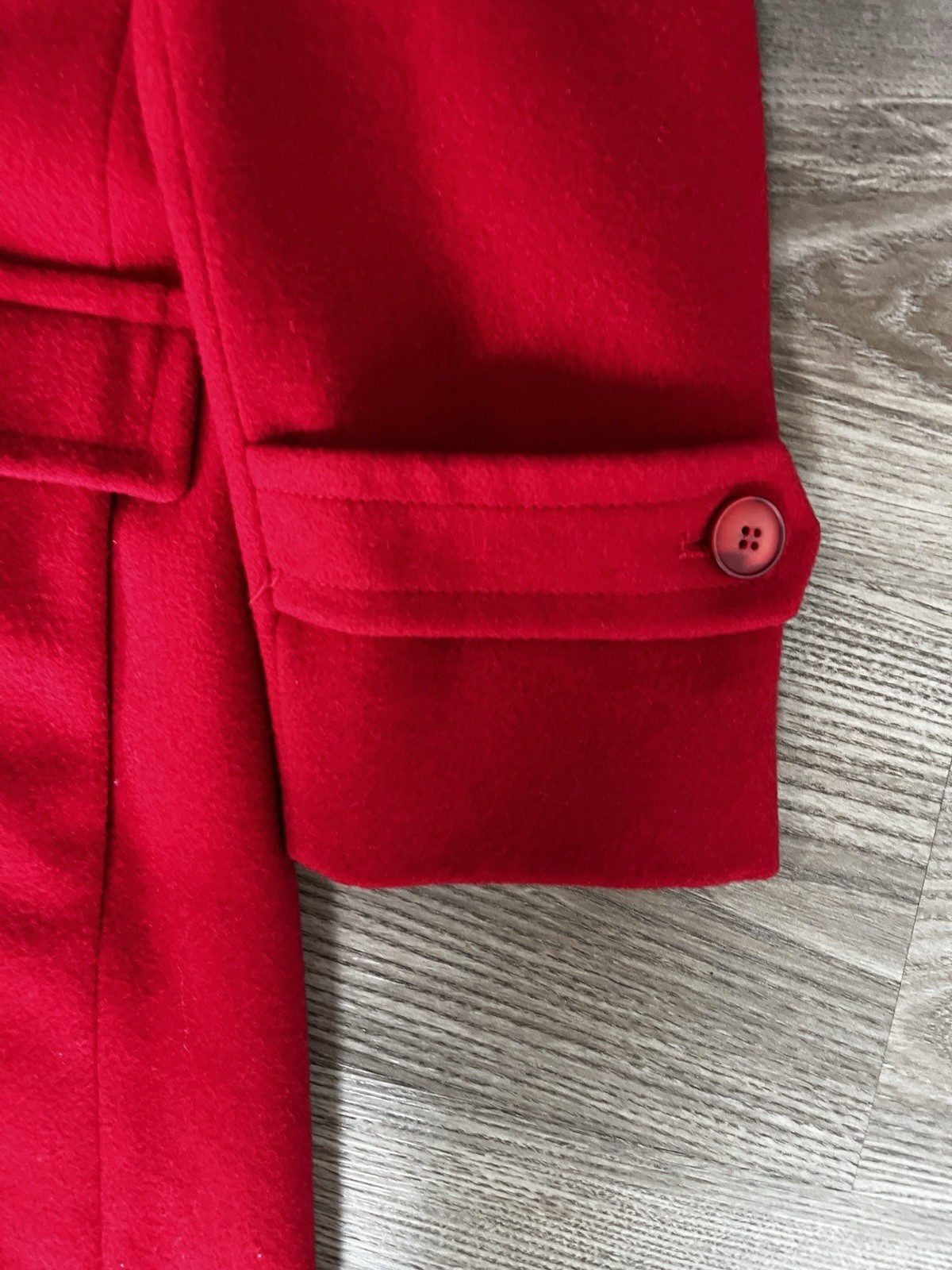 VTG Evan Picone Long 100% Wool Double Breasted Coat Women’s Medium Bright Red