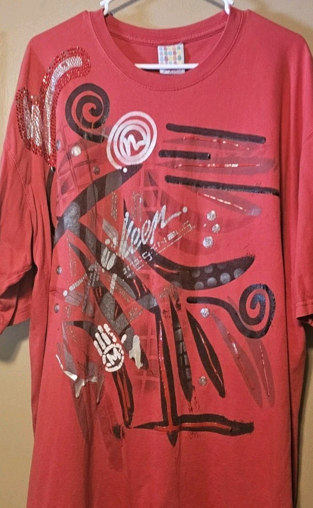 Miskeen Originals T-Shirt Mens 3XL Red Graffiti Hip Hop Graphic Tee Y2k Street