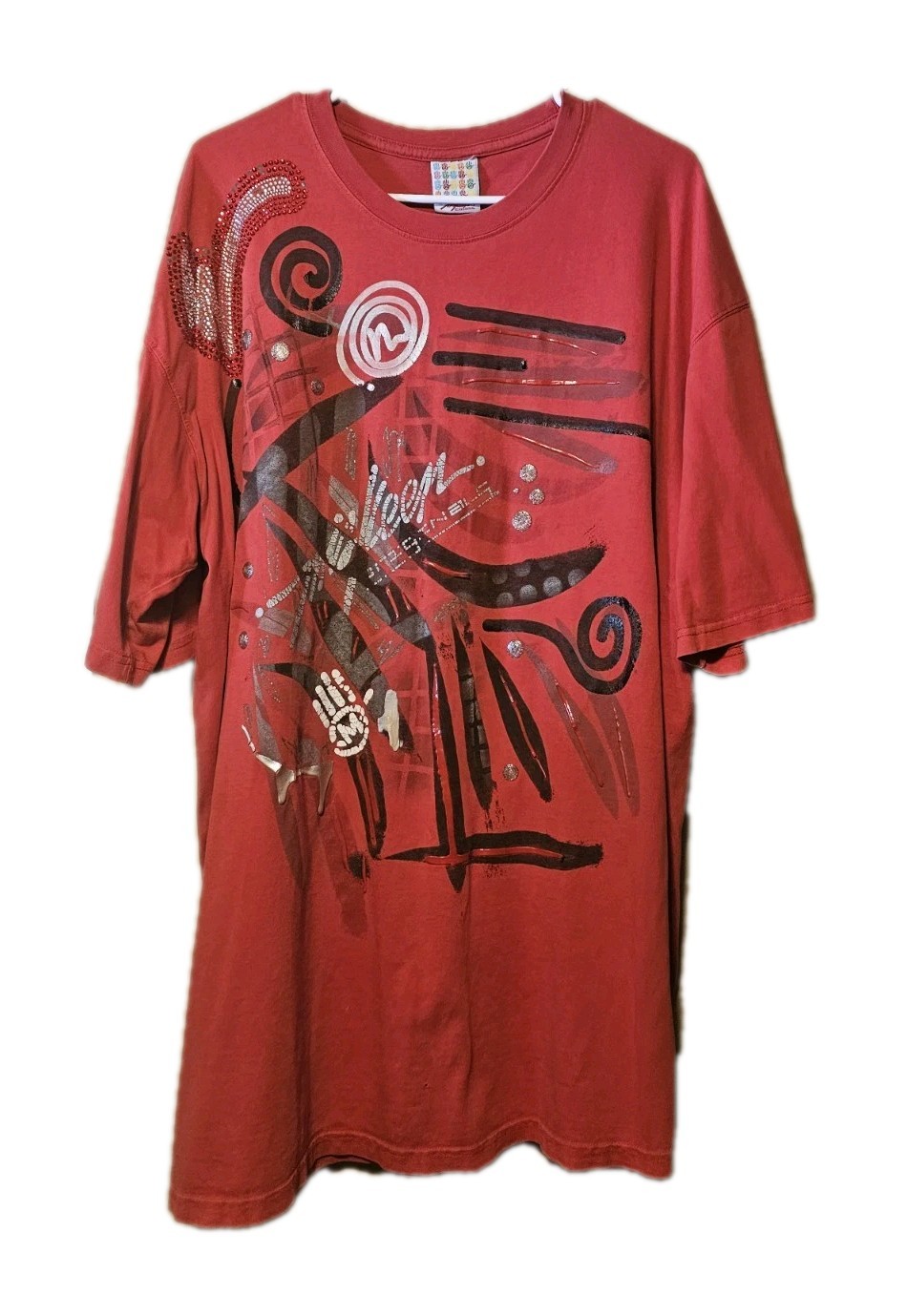 Miskeen Originals T-Shirt Mens 3XL Red Graffiti Hip Hop Graphic Tee Y2k Street
