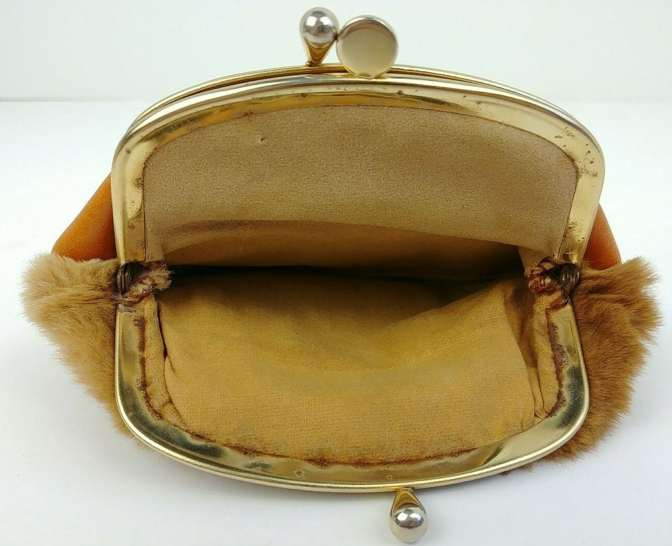 Vtg Australian Kangaroo Fur Souvenir 2 Compartment Coin Purse Clasp Closure