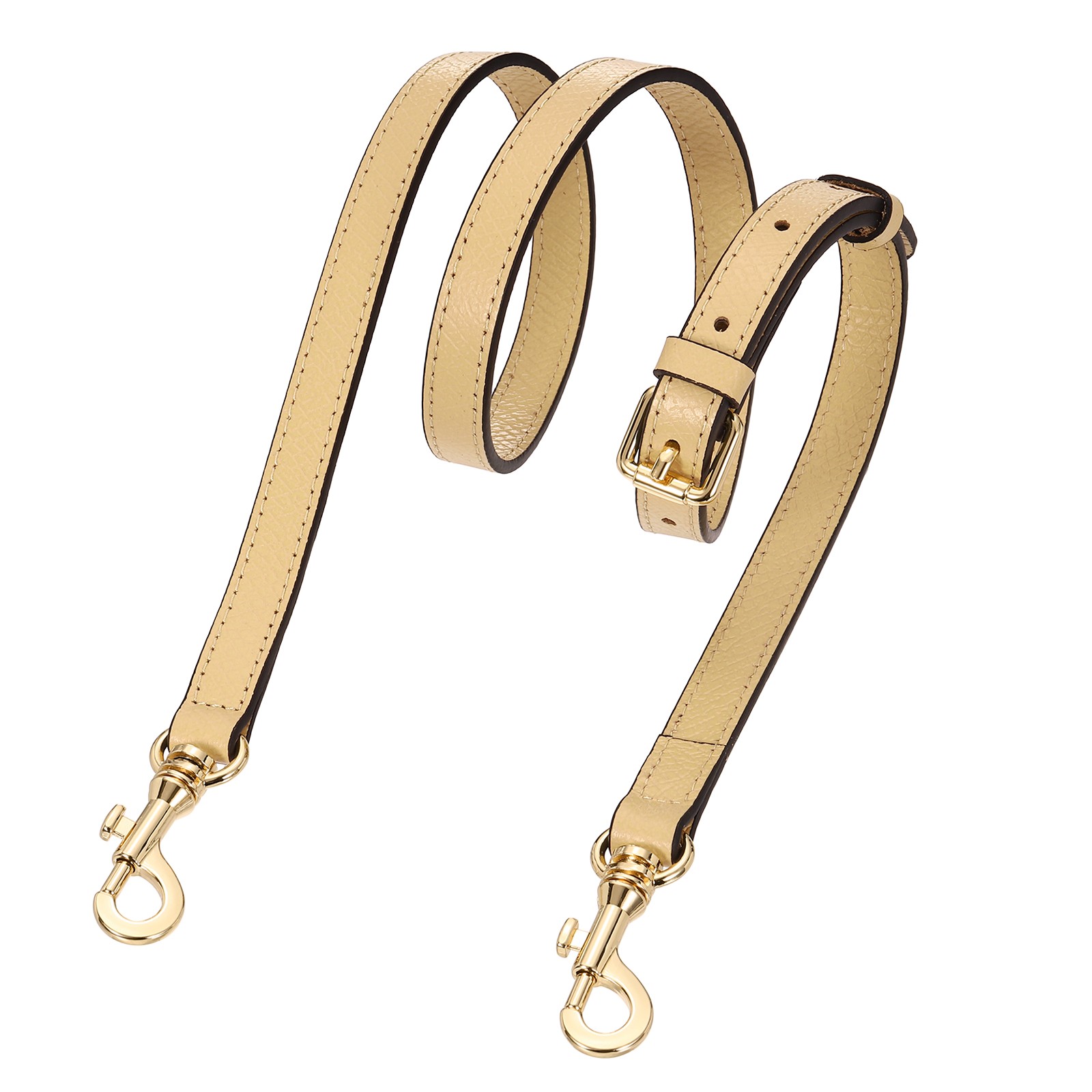 Leather bag strap, 95-115 cm adjustable (caches, gold buckle)