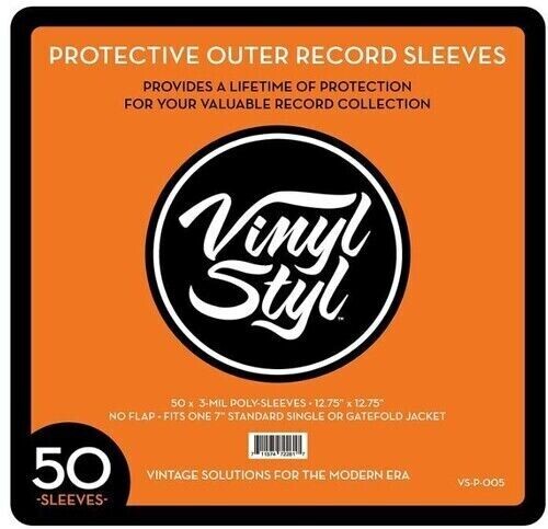 Vinyl Styl 12″ Clear Plastic Outer Protective Sleeves 50ct NEW