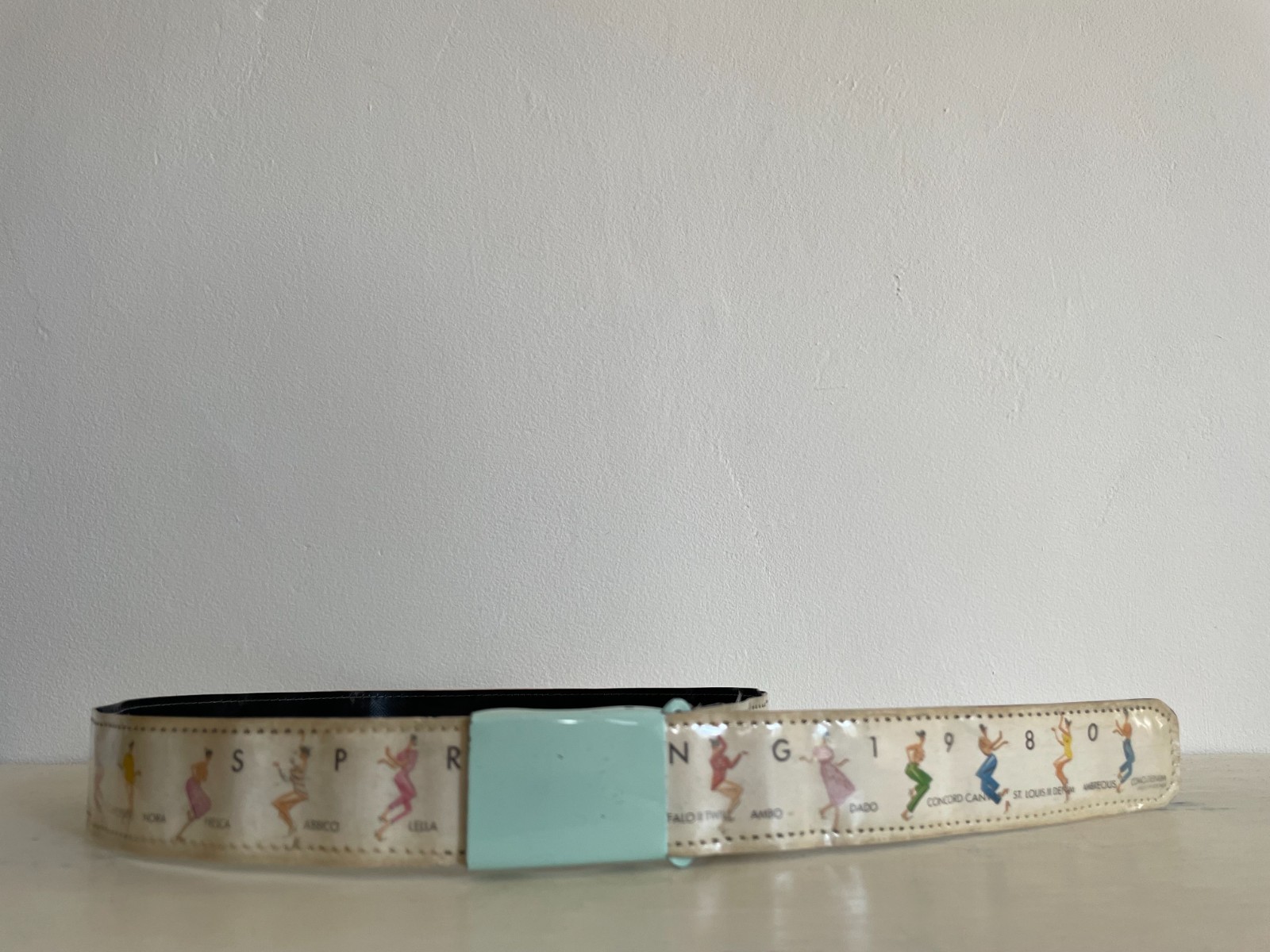 Rare Vintage Fiorucci Belt Spring 1980 Plastic & Paper Metal Buckle Illustrated