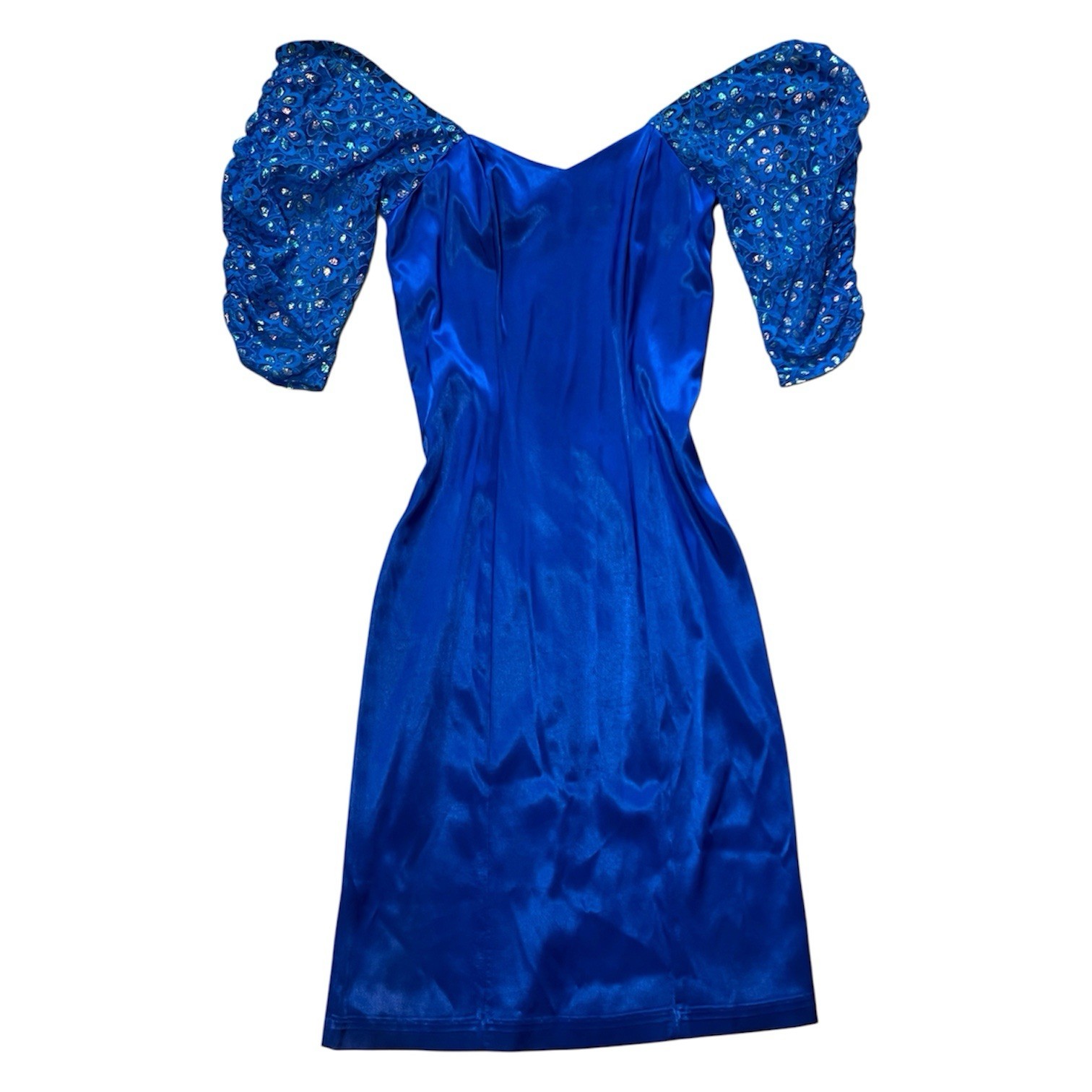 Vintage Fredericks of Hollywood Royal Blue Satin Dress