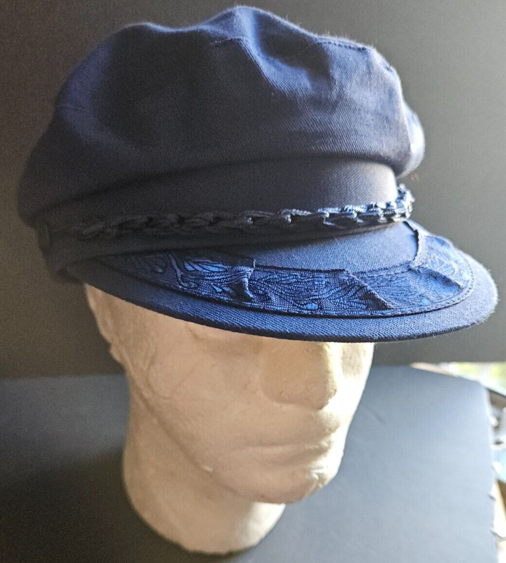 GREEK FISHERMAN’S CAP. MADE IN GREECE. BLUE WITH NICE EMBROIDERY. SIZE M / 7 1/8