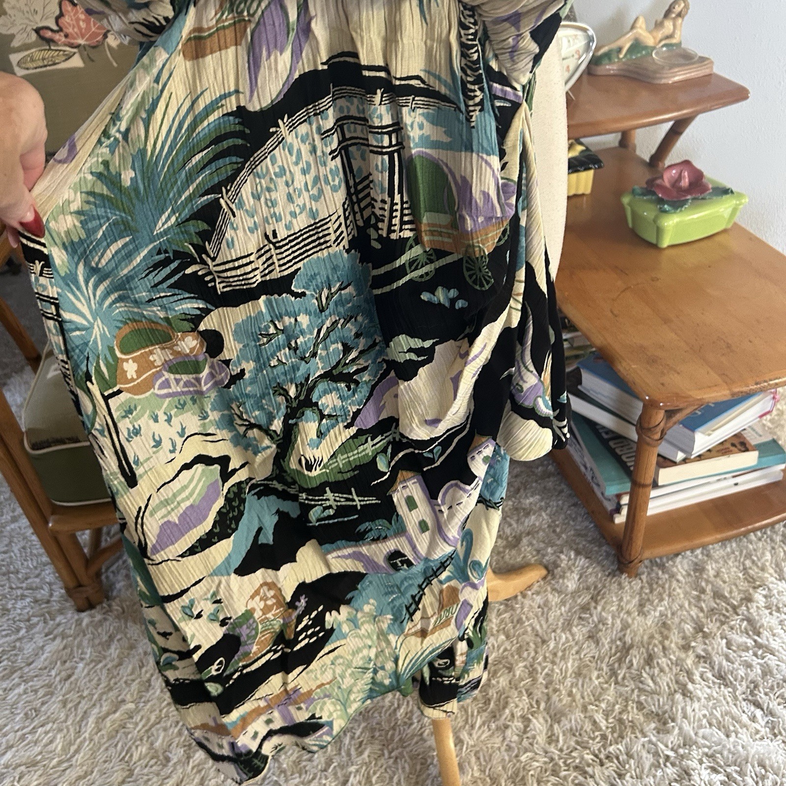 Vintage 1940s Style Dress l Novelty Print l S M l 40s 80s | Western |