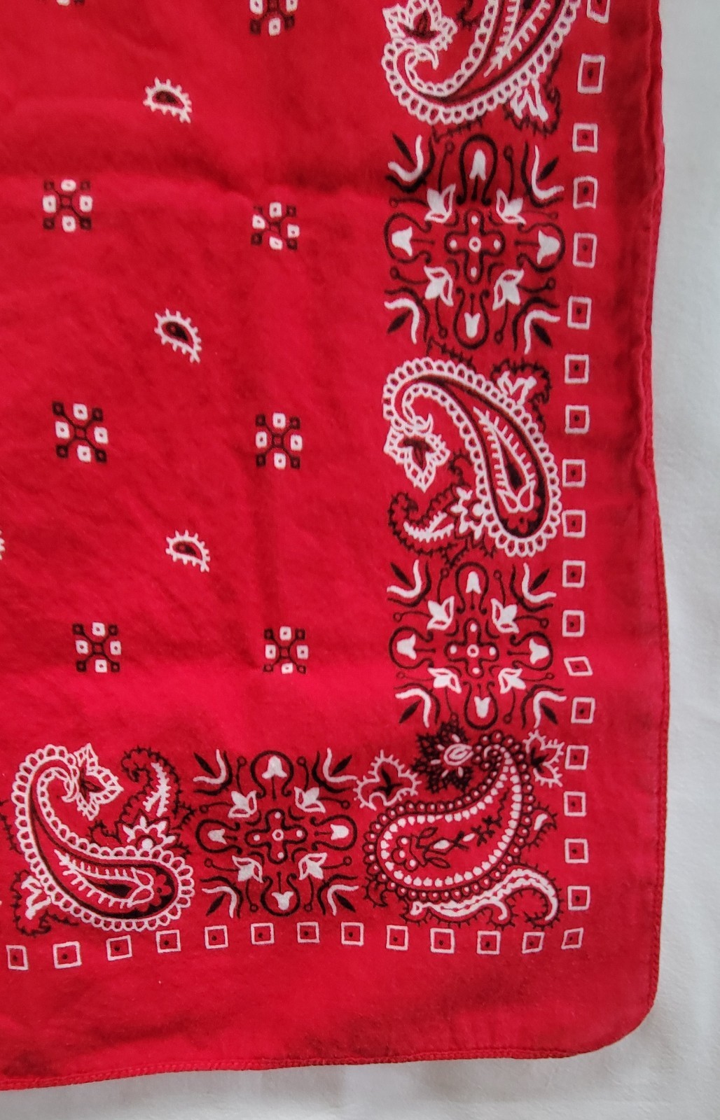 Vintage Paris Accessories Bandana Red White Paisley Made USA RN13960 Colorfast