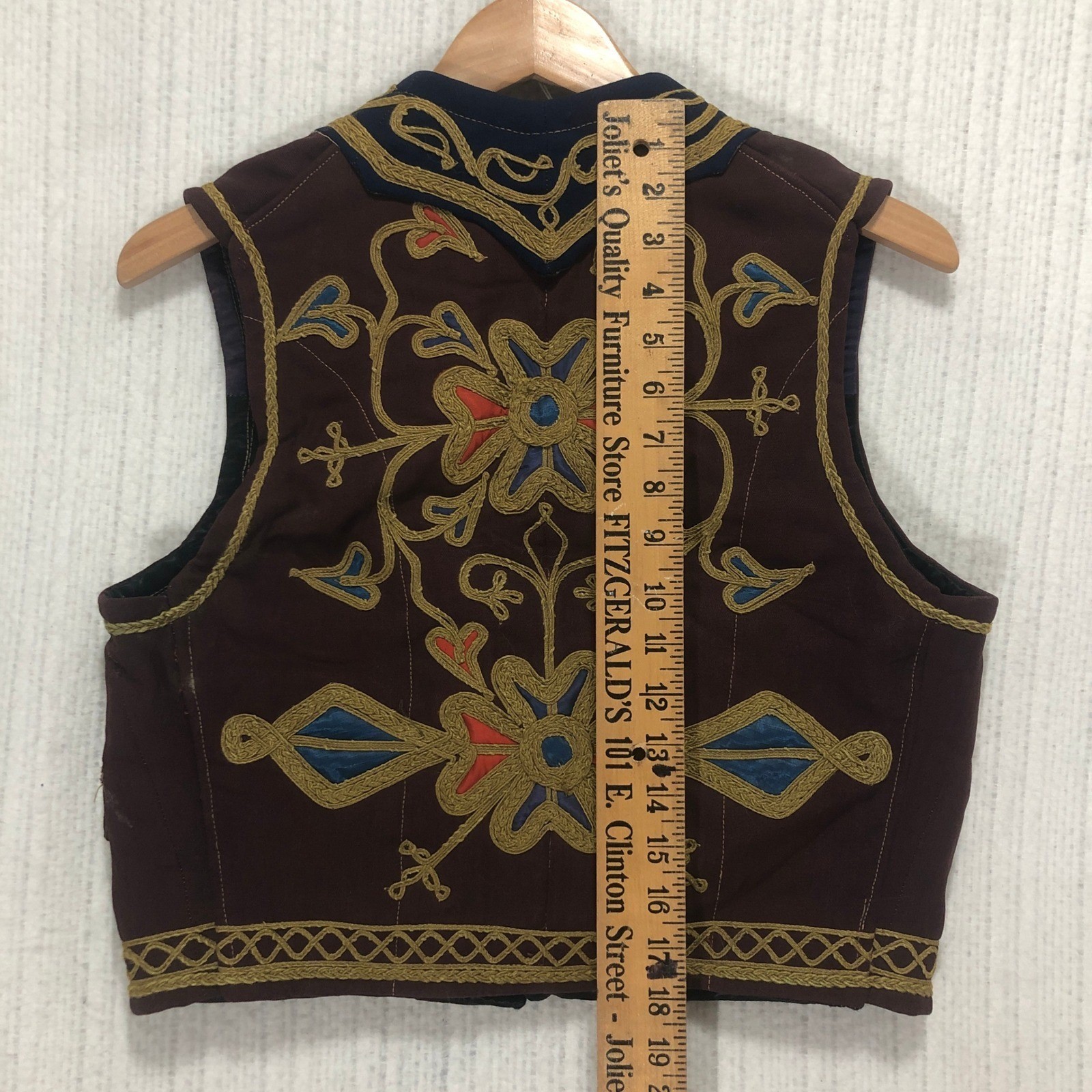 Vintage Embroidered Folk Vest Gold Braid Couching Balkan Greek Ottoman Waistcoat