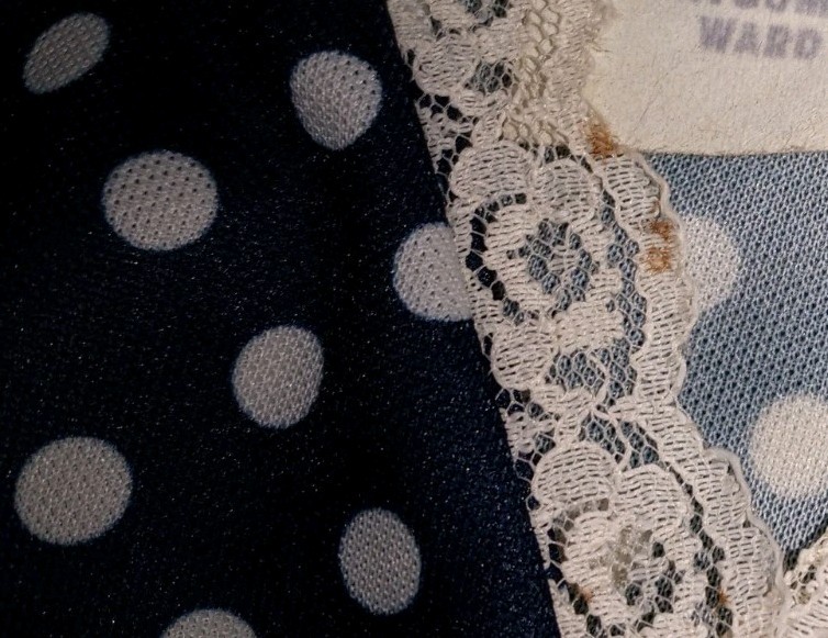 Vintage MW 60s Women’s Sz16 Navy Blue Polkadot Midi Dress PinUp/Rockabilly Retro