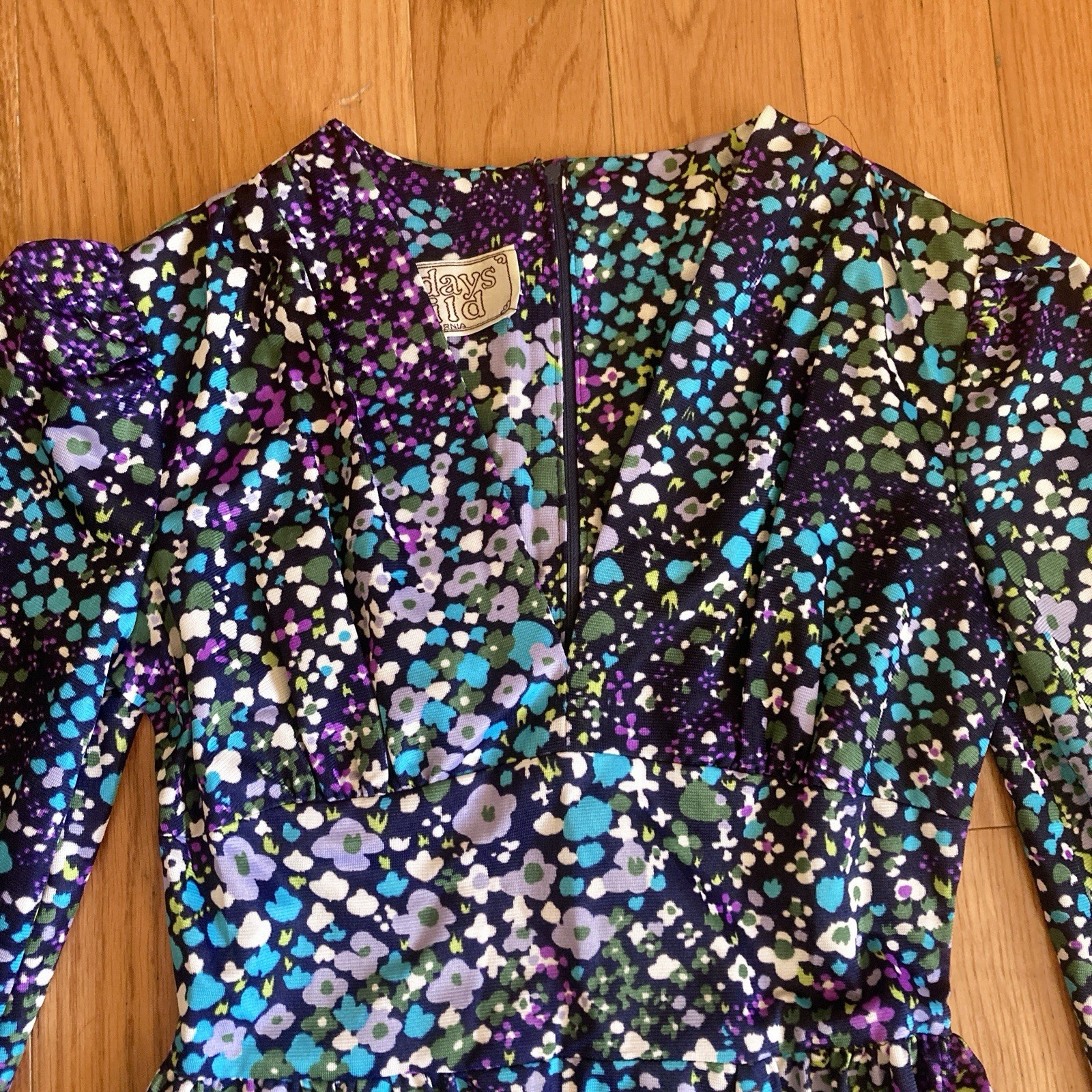 Vintage 60s 70s Sunday’s Child Psychedelic Floral Flower Power Mini Dress Mod