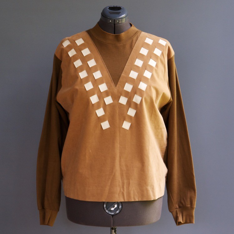 Vtg 60s 70s Basket Weave Pleather Cognac Faux Suede Sweater Beach Boy M L