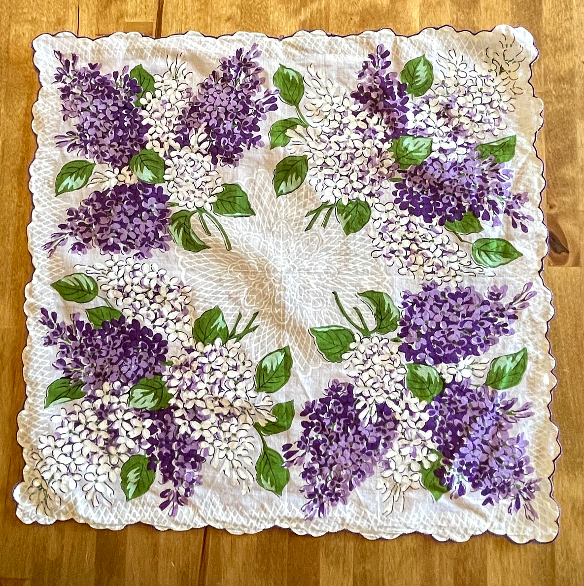 Vintage Purple Lavender Lilacs Print Hanky Hankies NEW OLD STOCK – GREAT COLORS
