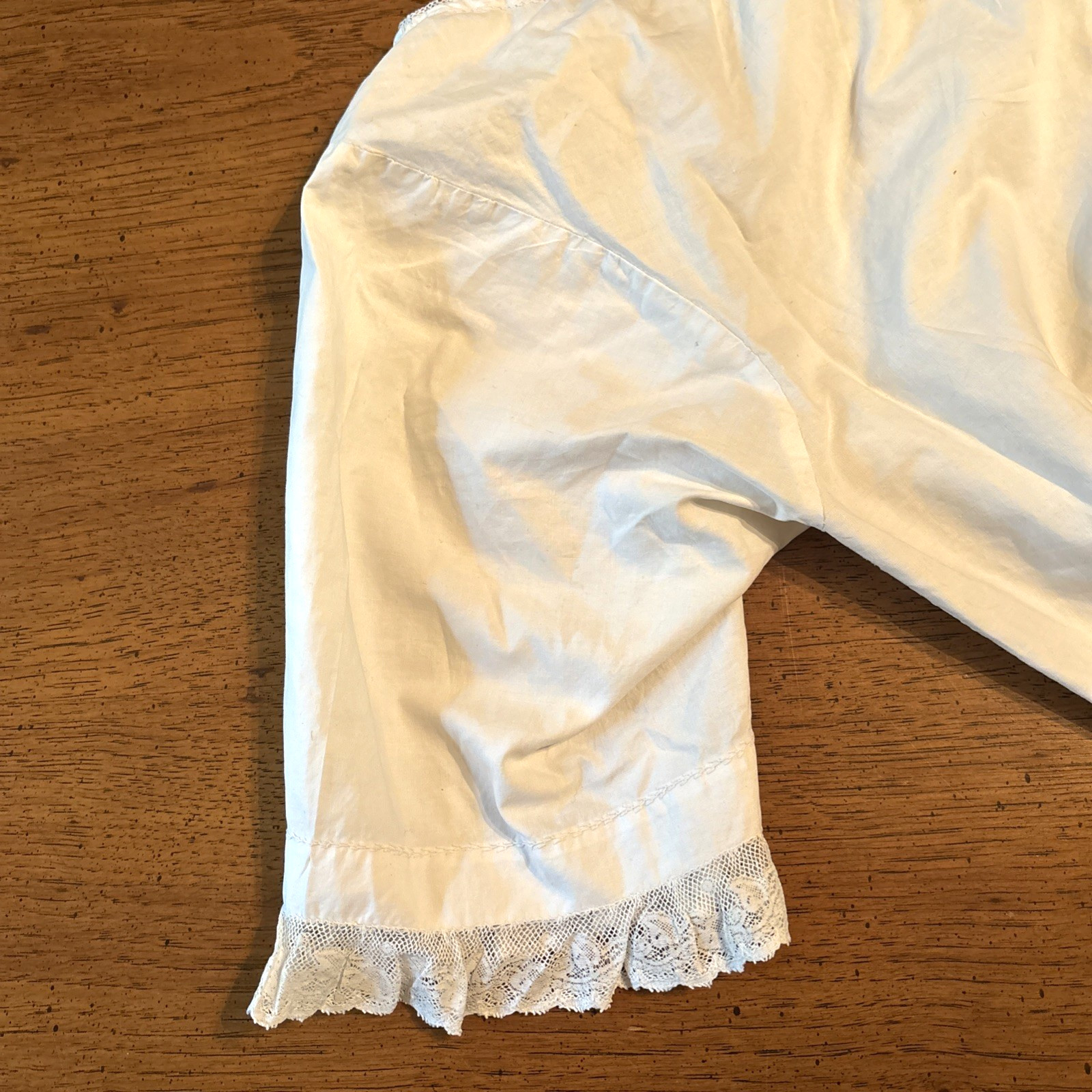 Antique Victorian Edwardian Blouse XS Cotton Lace Off the Shoulders Chemise TLC
