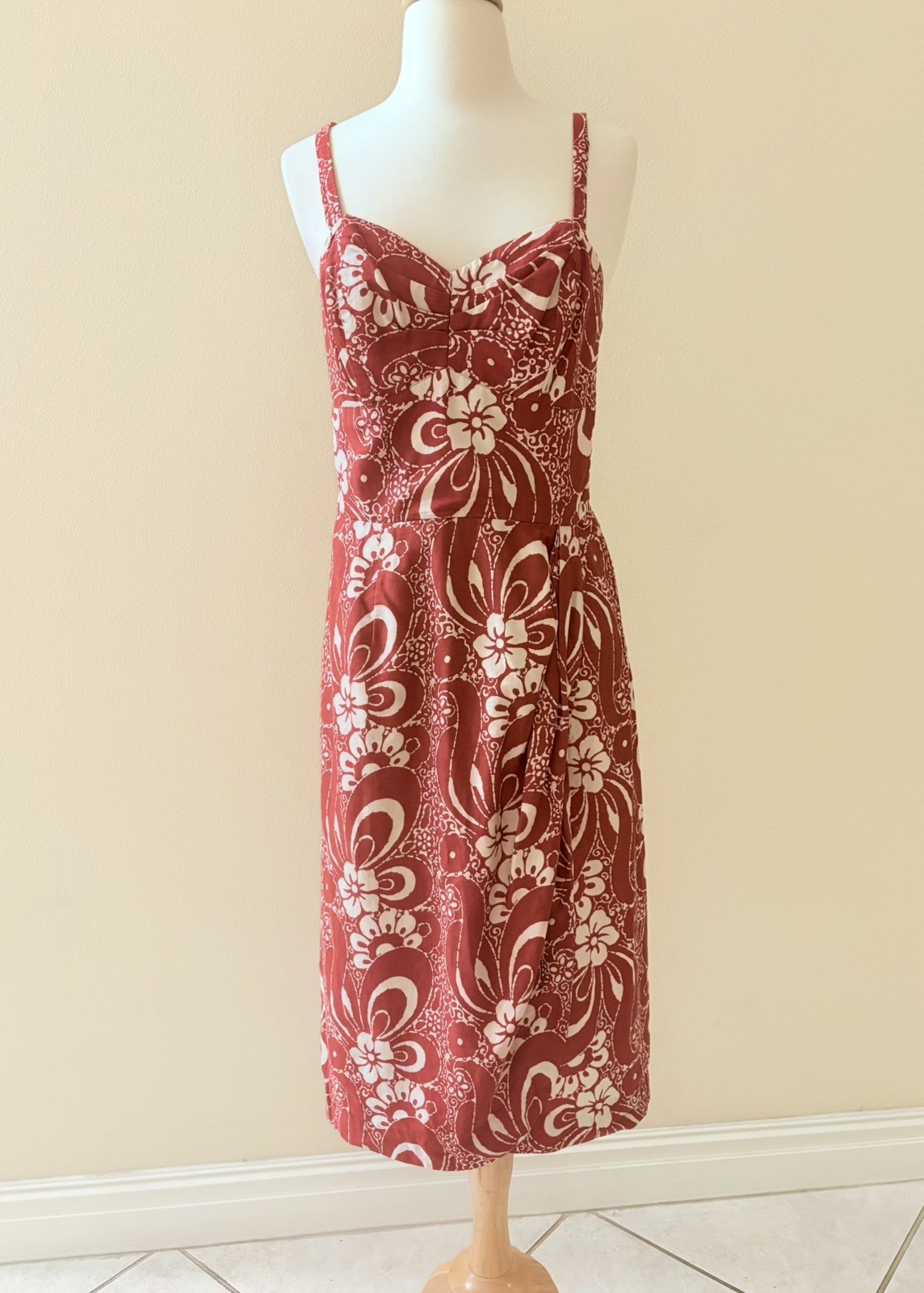 VINTAGE 60s Paradise Hawaiian Red Sarong style Dress Pin Up VLV Rockabilly 12