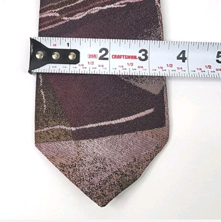 BBB NYC VINTAGE MENS TIE PURPLE PINK BRONZE AVANT GARDE GRAPHIC ART DECO