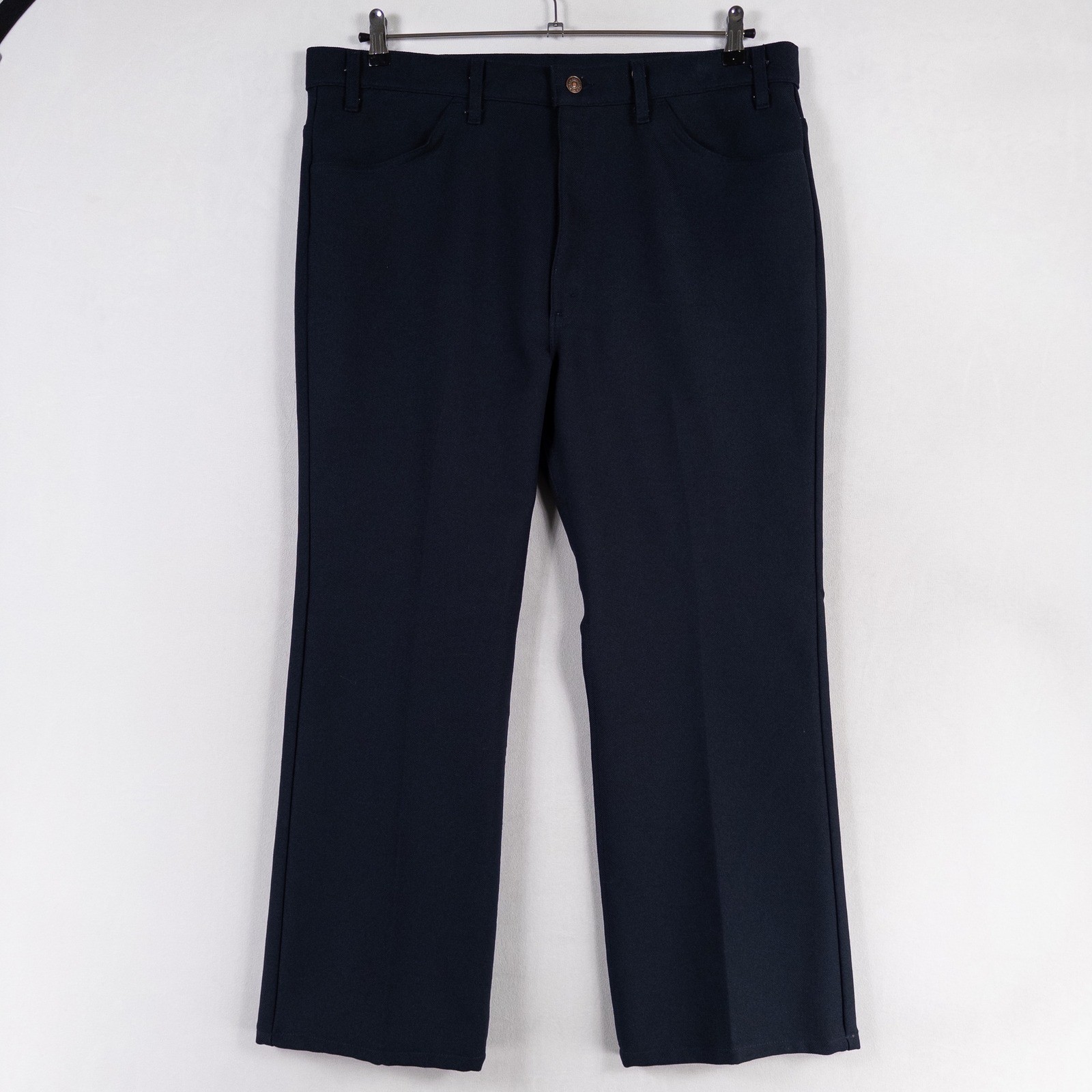 Vintage Levi’s Dacron Polyester Dress Pants Mens 40 Dark Blue Made in USA Hemmed