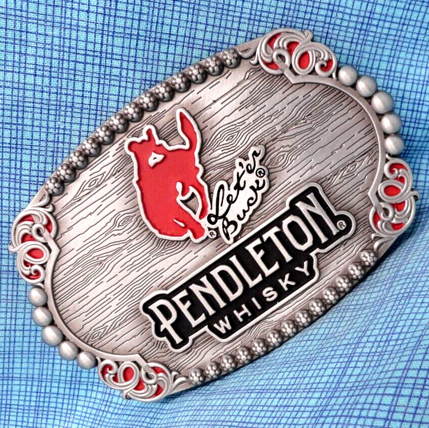 2023 Pendleton Whisky Belt Buckle Let’er Buck Promo Montana Silversmiths .TAZ896