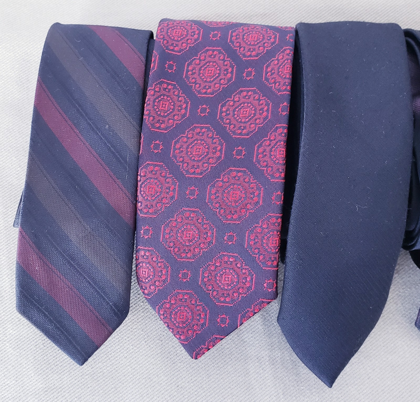 Vintage Skinny Neck Tie Lot Of 8 Mens Mid Century