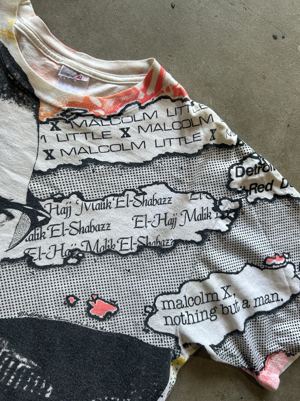 Vintage Malcolm X All Over Print T Shirt USA Rap Tee Hip Hop 90s XL