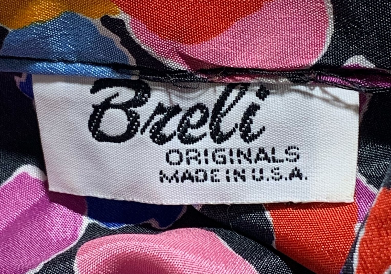 BRELI ORIGINALS 80s Vintage Woman’s LS Colorful Print Dress – Sz S – USA