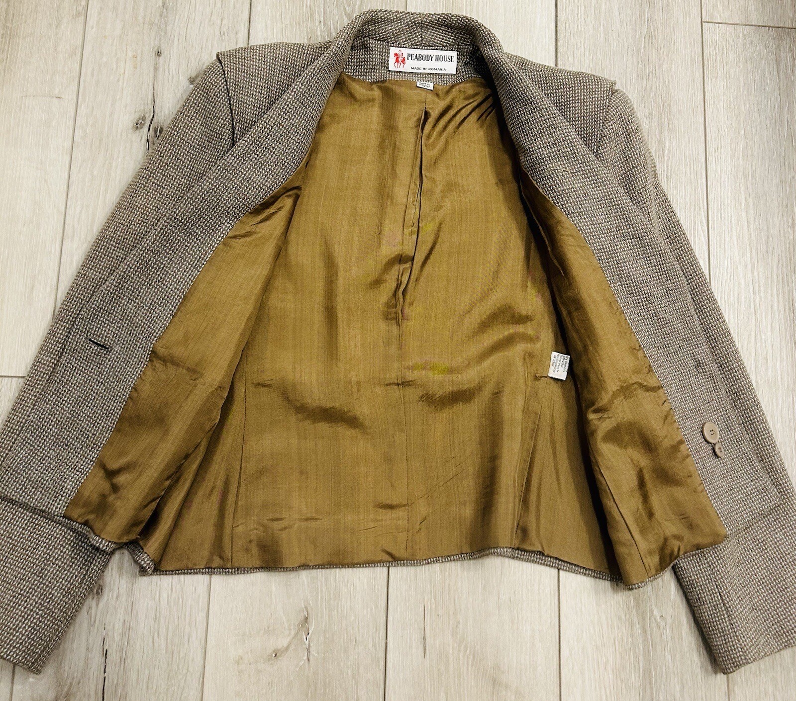 70’s Vintage Pro body House Wool Tweed Blazer SZ 13/14 Made In Romania