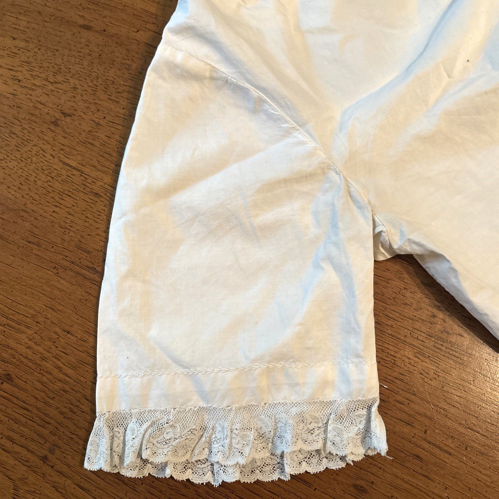 Antique Victorian Edwardian Blouse XS Cotton Lace Off the Shoulders Chemise TLC
