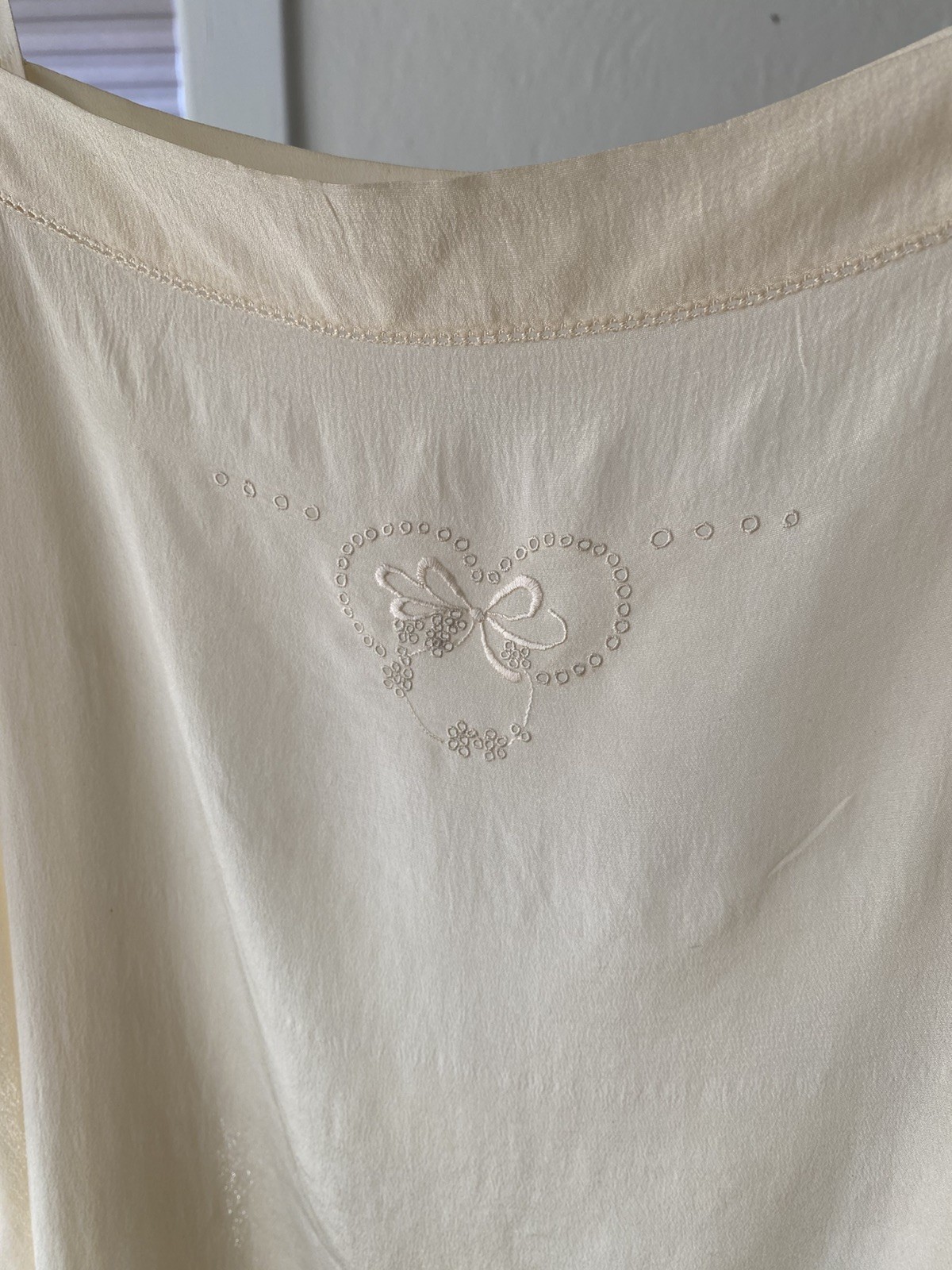 Vintage 20s 30s Ivory Step-In Slip Romper Hand Embroidered Eyelet Lace Lingerie