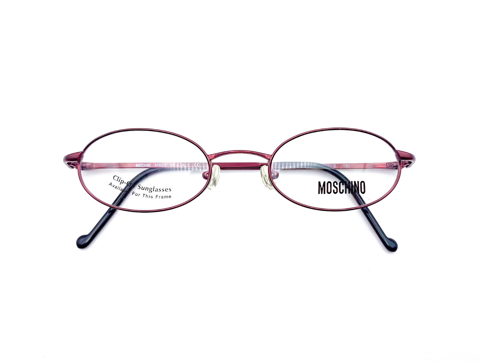 NOS Vintage 1990s Moschino Burgundy Metal Oval Eyeglasses – Made in Italy