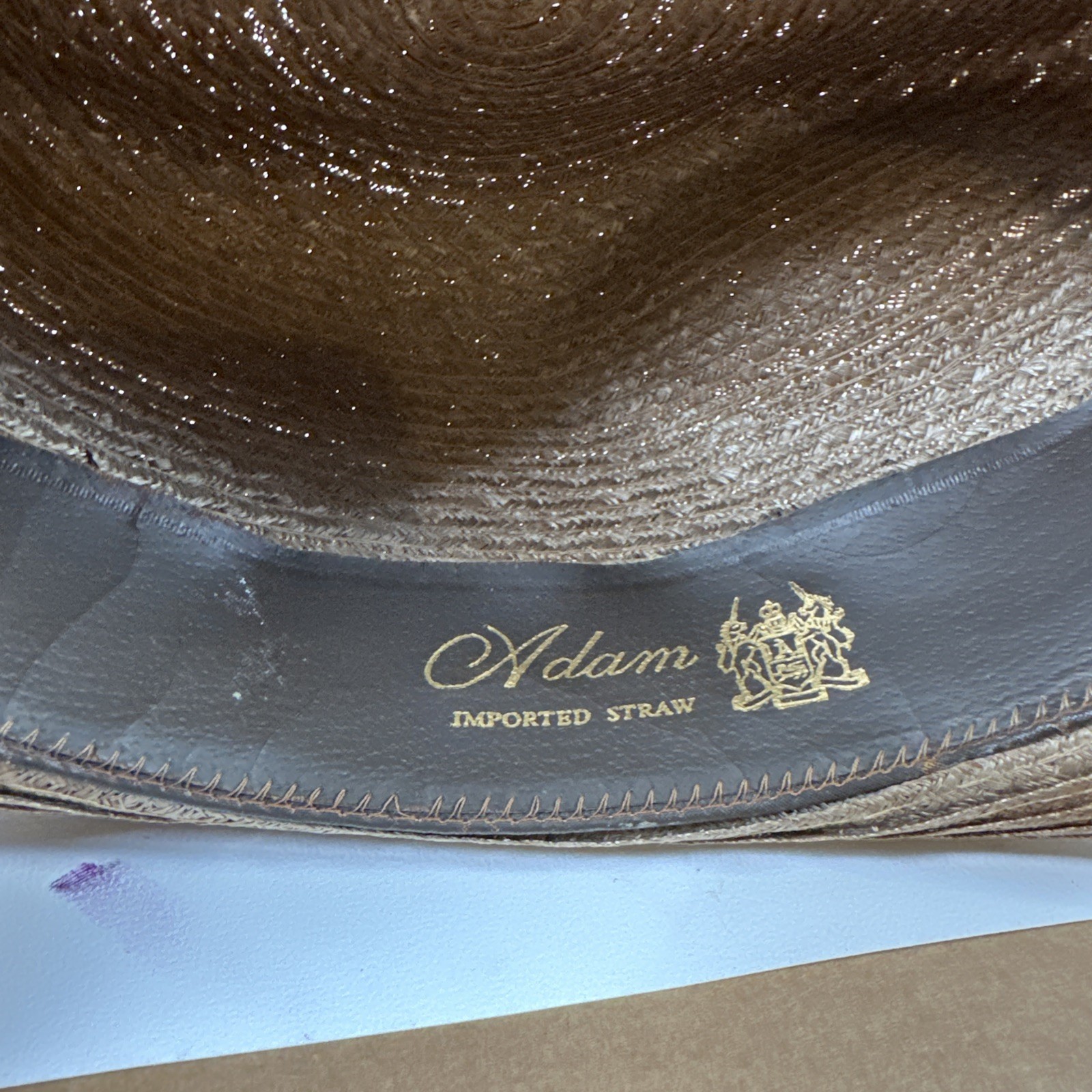 Vintage Imported Adam Straw Fedora Tan Brown Médium Size Free Ship! i