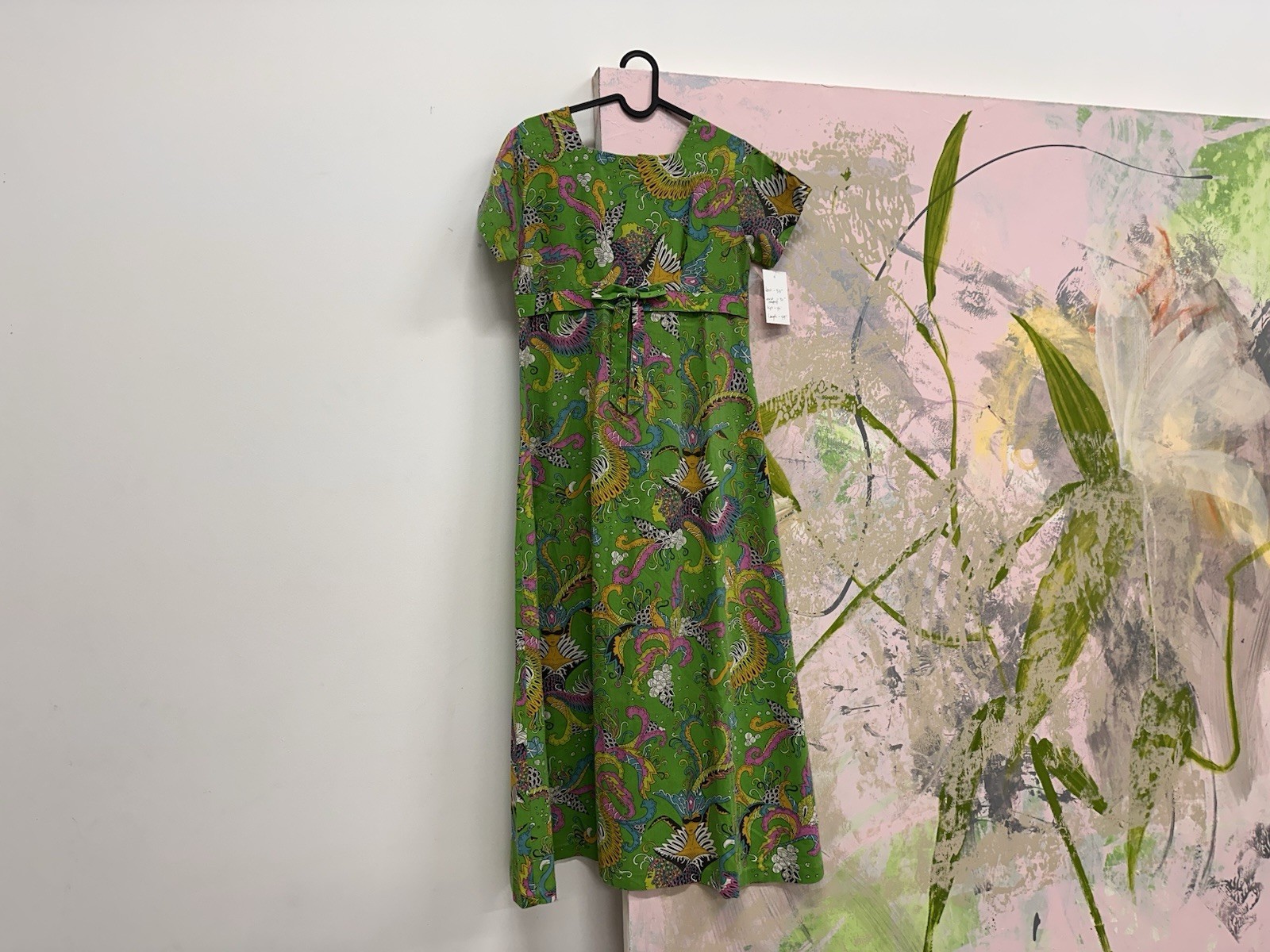 60s Vintage Psychedelic Print Disco Cotton Handmade Maxi Dress Women’s Size M L