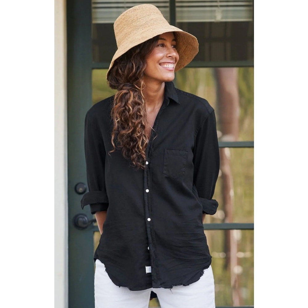 Frank & Eileen Famous Denim Relaxed Button-Up Shirt in Black Size S Small NWT
