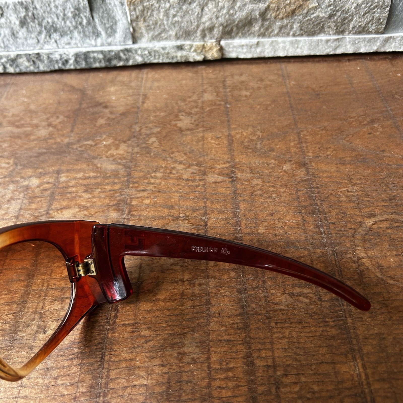 VINTAGE TED LAPIDUS 25 OVERSIZED TRANSLUCENT Brown 1970’S 80s FRANCE SUNGLASSES