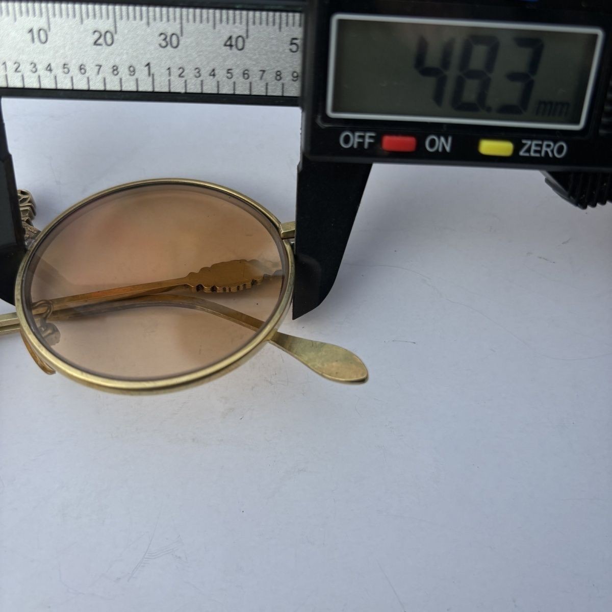Vintage China Old Shanghai Copper Frame Round Eyeglasses Crystal Brown Sunglasse