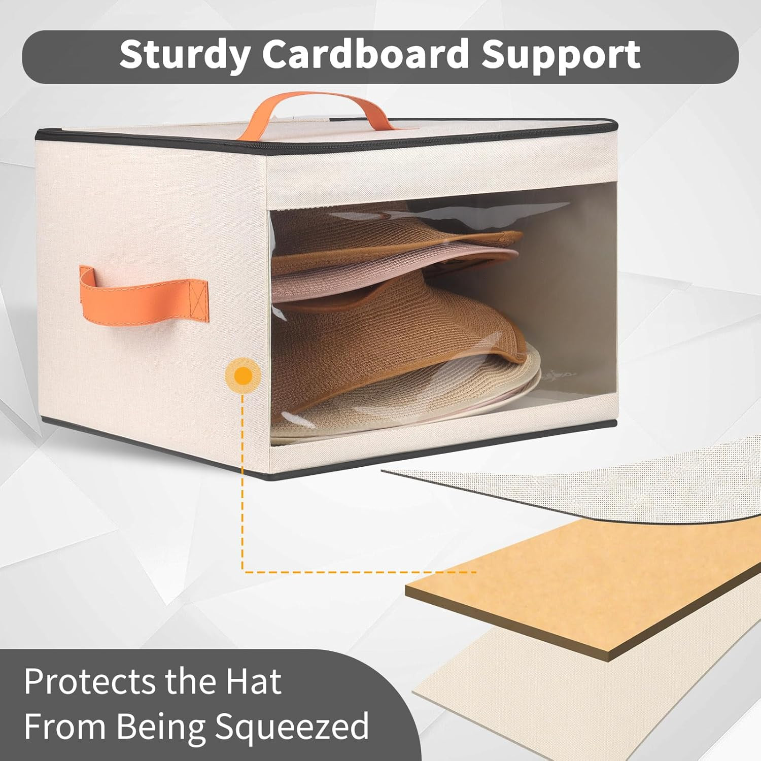 Upgraded Hat Storage Box for Women & Men,Closet Hat Boxes Organizer Bag with Dus