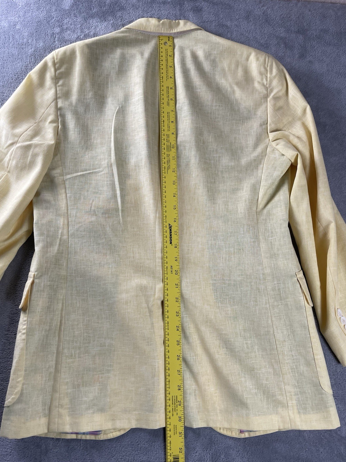 50s 60s Retro Vintage Blazer Sport Coat Mens 41R M Pastel Yellow Smiths Californ