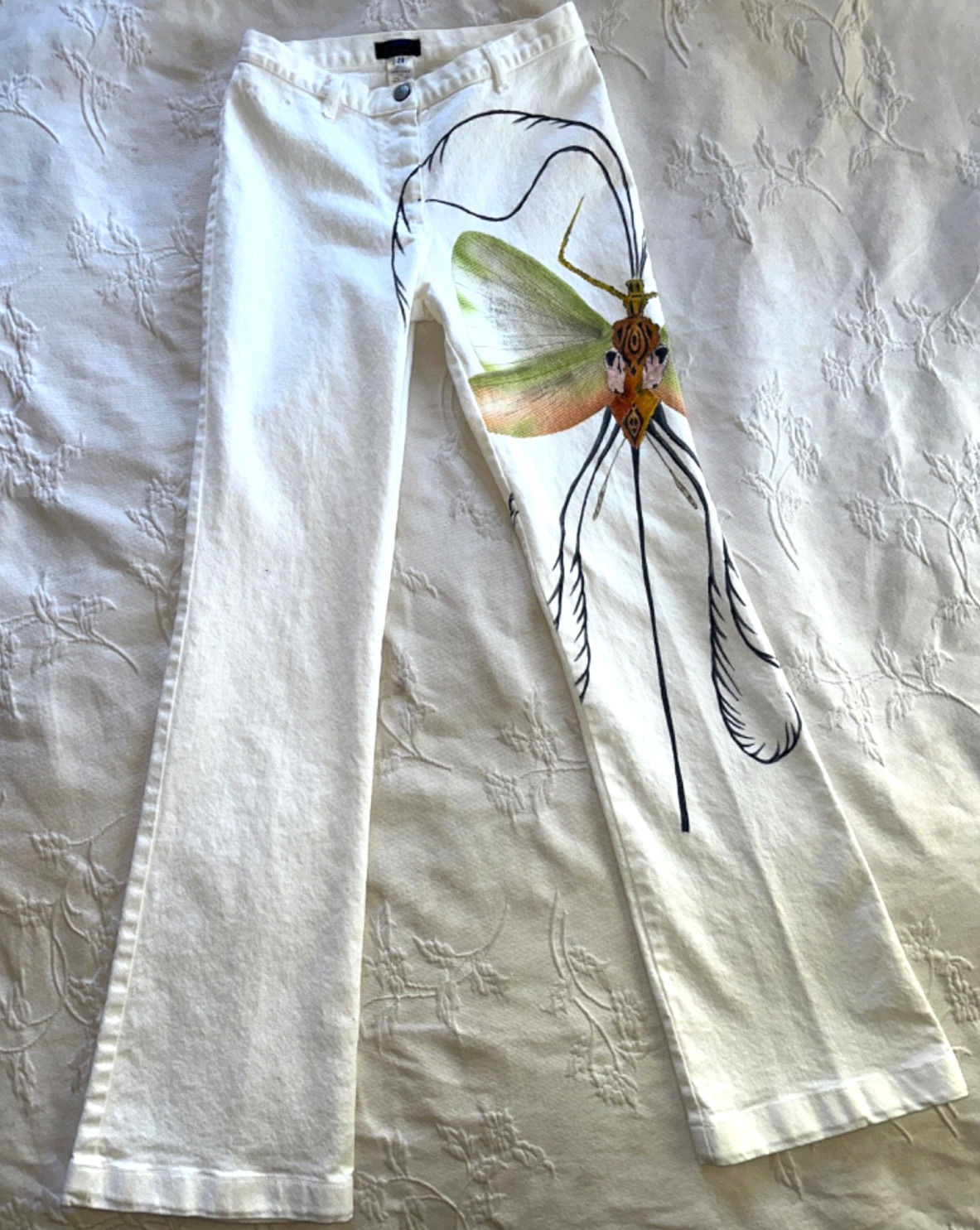 Christian Lacroix Jean 2002 Rare Spiny Flower Mantis Jeans Rare Wearable Art Y2K